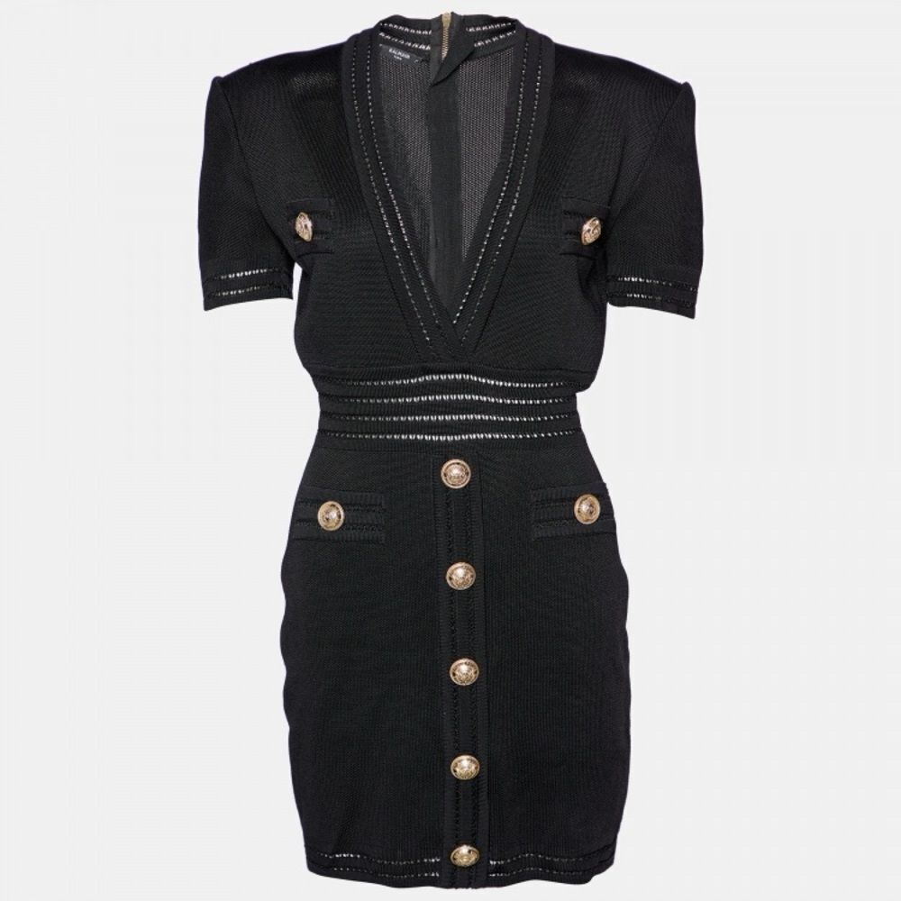 Balmain Black Knit Mini Dress with Gold Buttons 

PRICE WILL NOT GO ANY LOWER